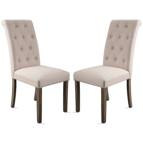 Elegant Solid Wood Tufted Dining Chair (Set of 2)