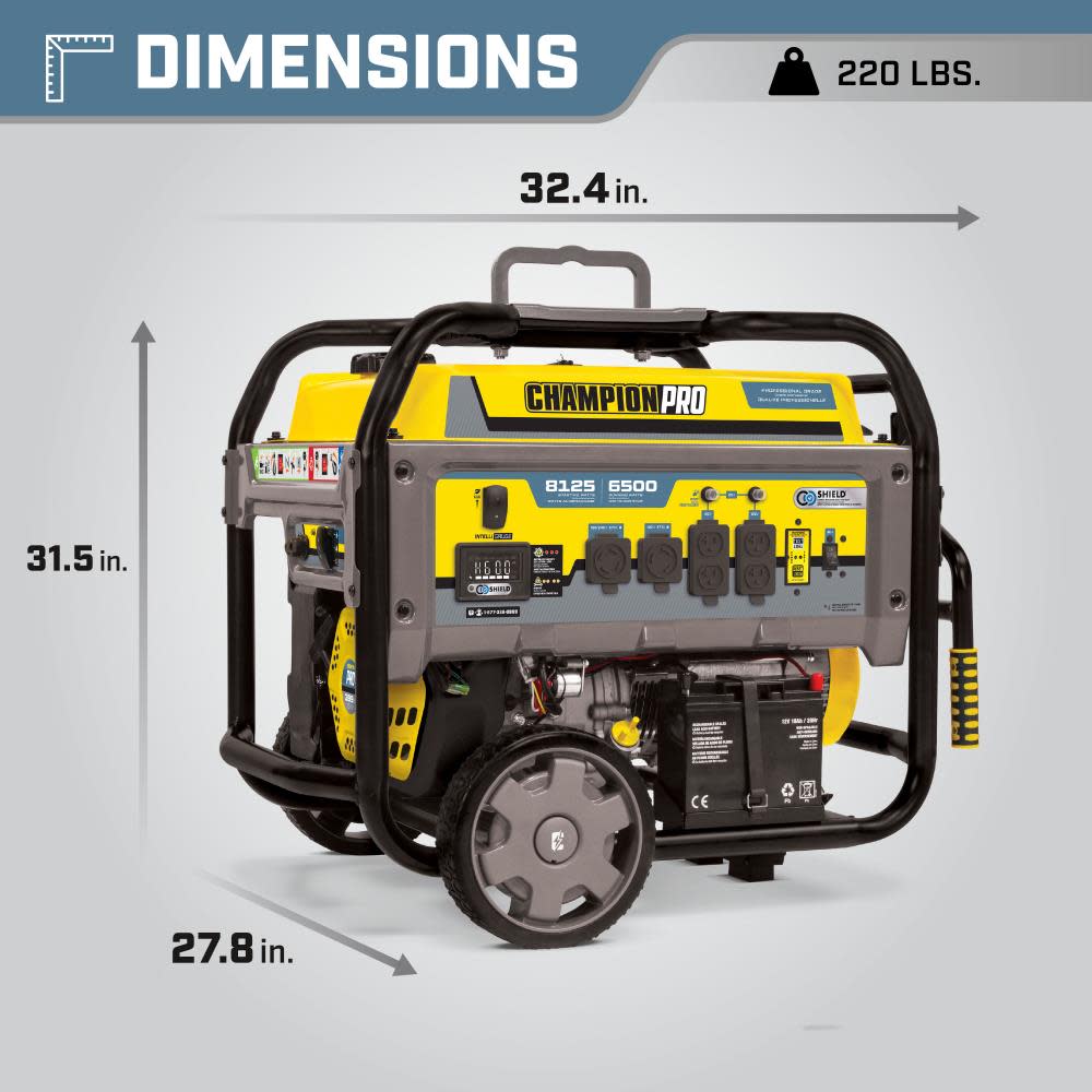 Champion PRO Generator 6500 Watt Professional Grade Portable with CO Shield and Electric Start ;