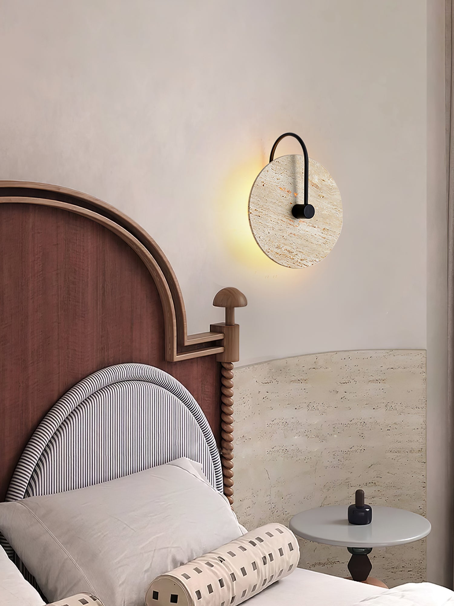 Round Travertine Wall Lamp