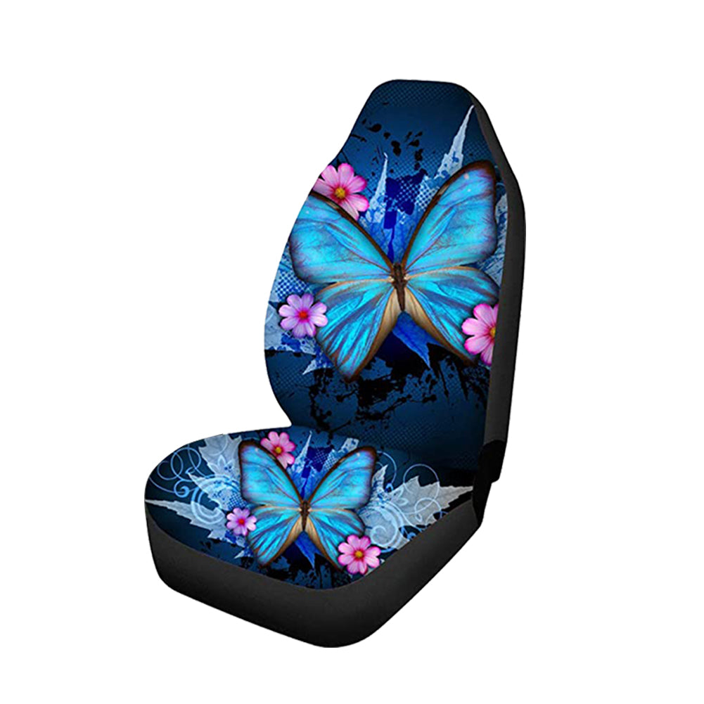 Trendy Car Seat Covers Ble Butterfly Print High Back Seat Cover Set of 2 Ultra-Soft Universal Fit