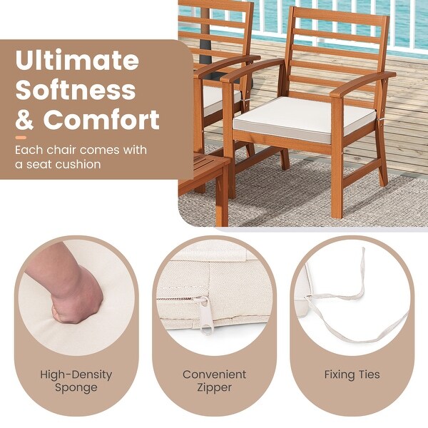 Gymax 4PCS Outdoor Furniture Set w/ Soft Seat Cushions Stable Acacia