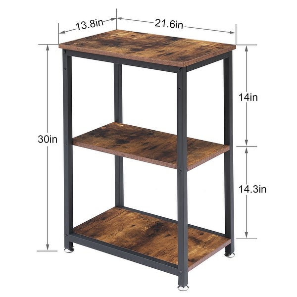 Javlergo Industrial End Side Tables Nightstand with 3-Tier Storage Shelf