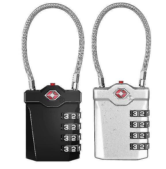 Suitcase Padlocks， Tsa Approved Luggage Locks With Open Indicator， Flexible Cable， 4 Digit Combination Padlock For Gym Locker， Briefcase， Backpack， La