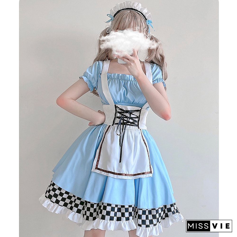 Lace Up Lattice Rulffled Lolita Dress