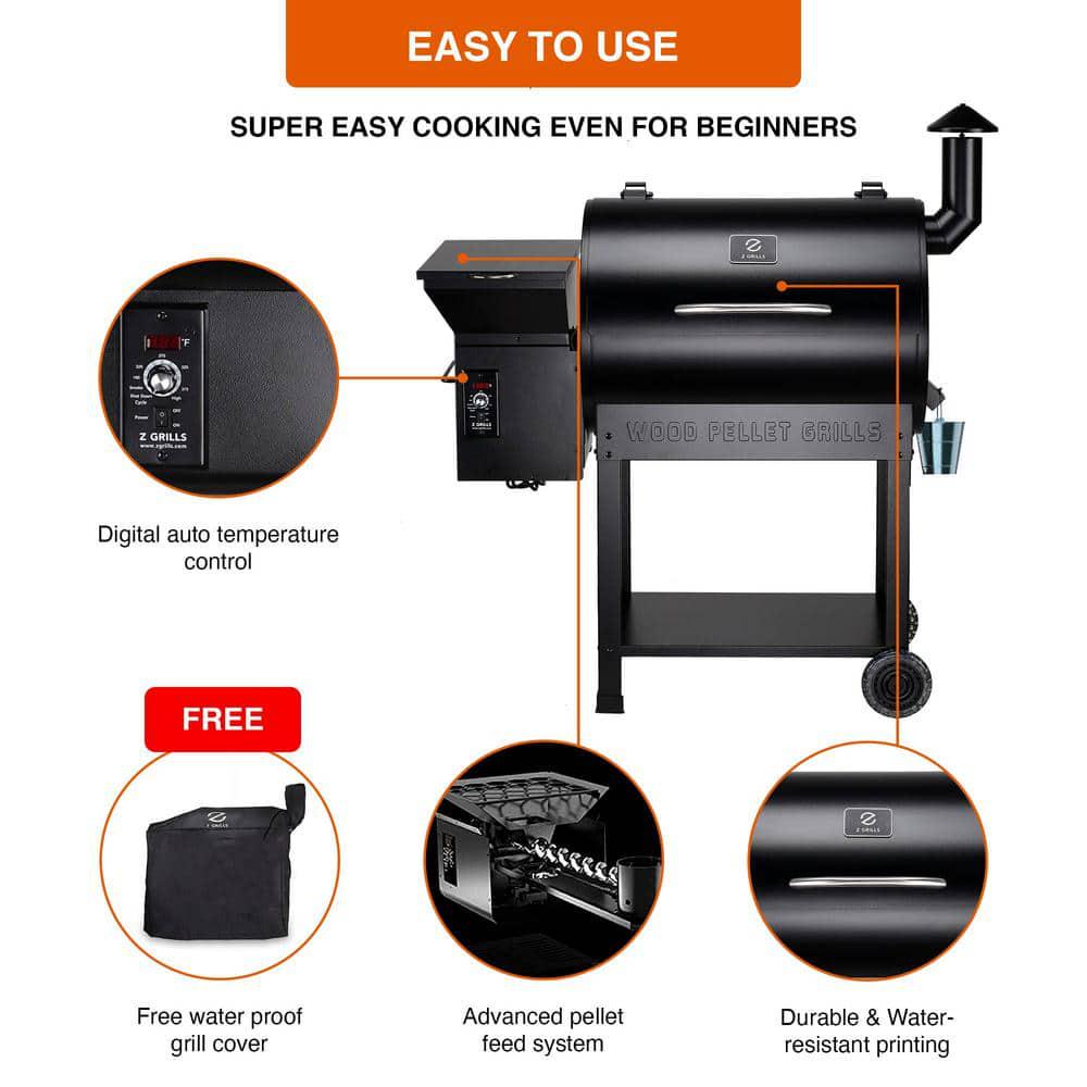 Z GRILLS 694 sq in Pellet Grill and Smoker Black