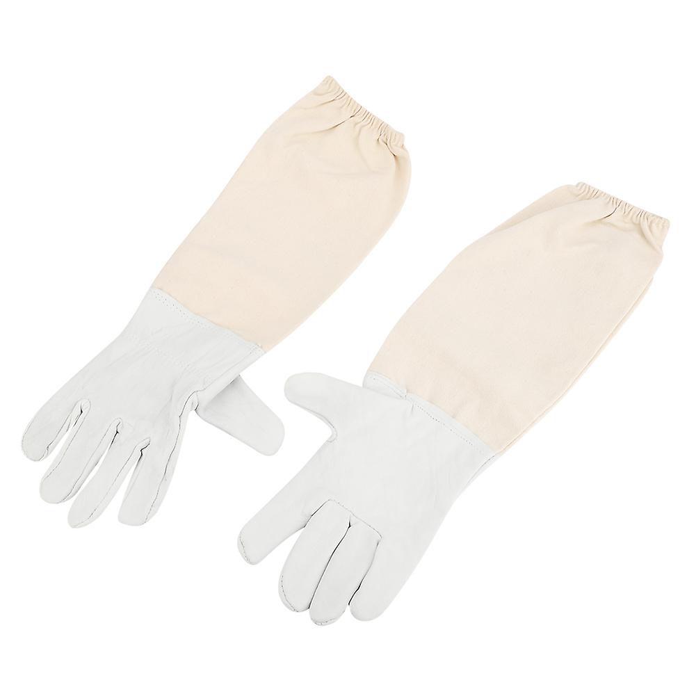 Goatskin  Leather Canvas Bee Gloves Anti-bee Anti-sting Long Sleeves Professional Apiculture Protective Equipmentxl