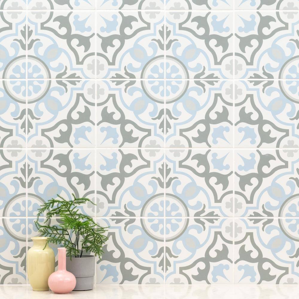 MSI Encaustic Blume 8 in. x 8 in. Matte Porcelain Patterned Look Floor and Wall Tile (5.16 sq. ft.Case) NHDBLU8X8