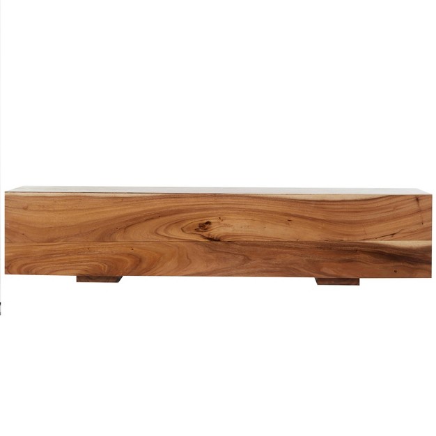 Contemporary Wood Block Bench Brown Olivia amp May