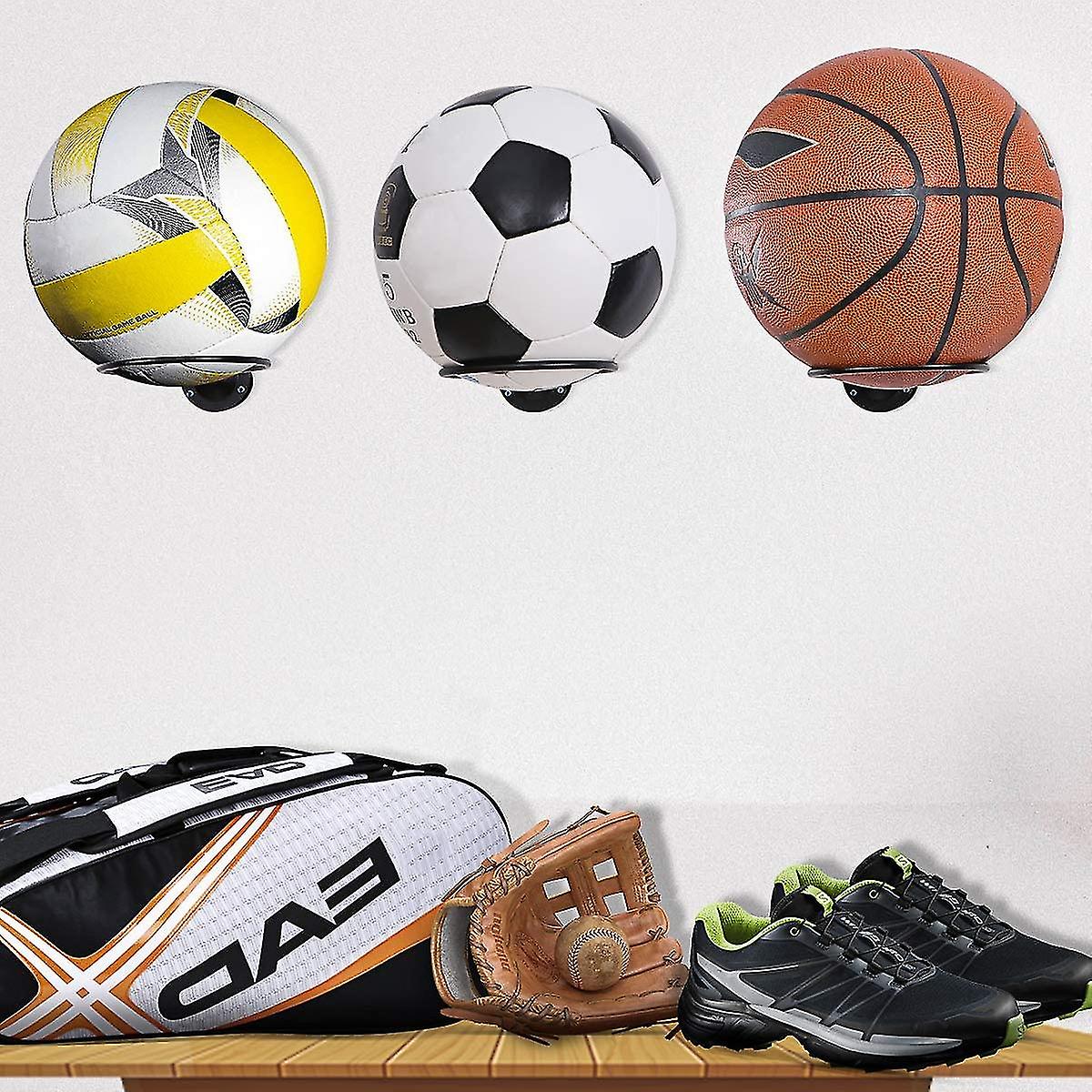 -mounted Ball Hs 2pcs Ball Rack Saver Mount Display Stora Football Bed Accessories()