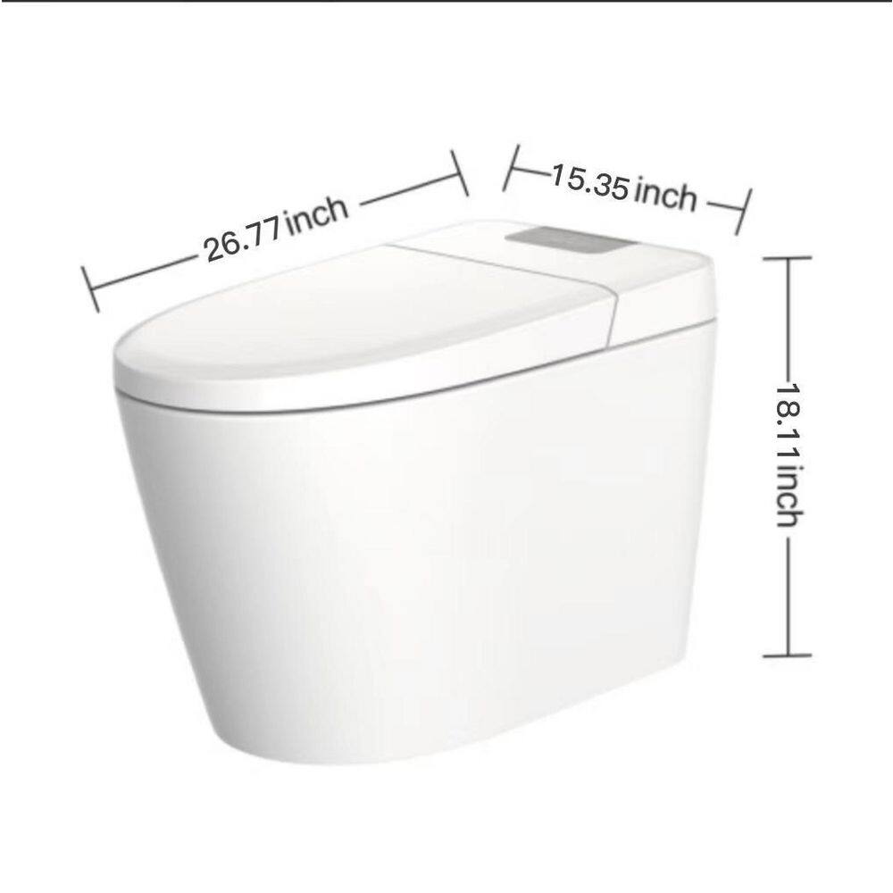 Flynama 1-piece 1.06 GPF Dual Flush U-Shaped LED Light Automatic Smart Toilet in. White Seat Included W131049697-E