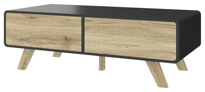 Bestar Alhena 48W Coffee Table In Black Uv  ampSandy Brown Oak   Midcentury   Coffee Tables   by BisonOffice  Houzz