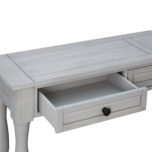 Long Extra-thick Sofa Console Table with Drawers and Shelf