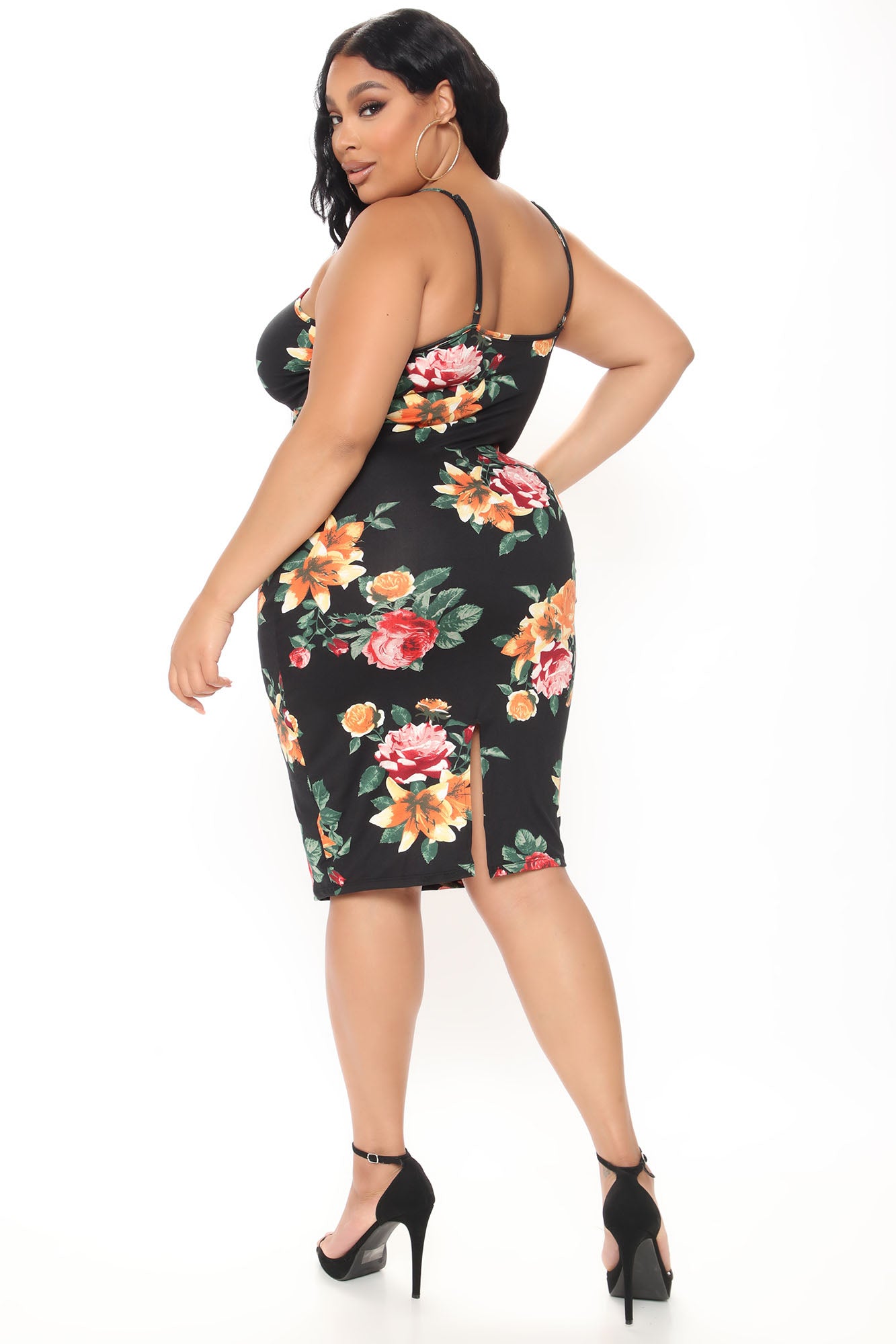 Body Moves Midi Dress - Black Floral