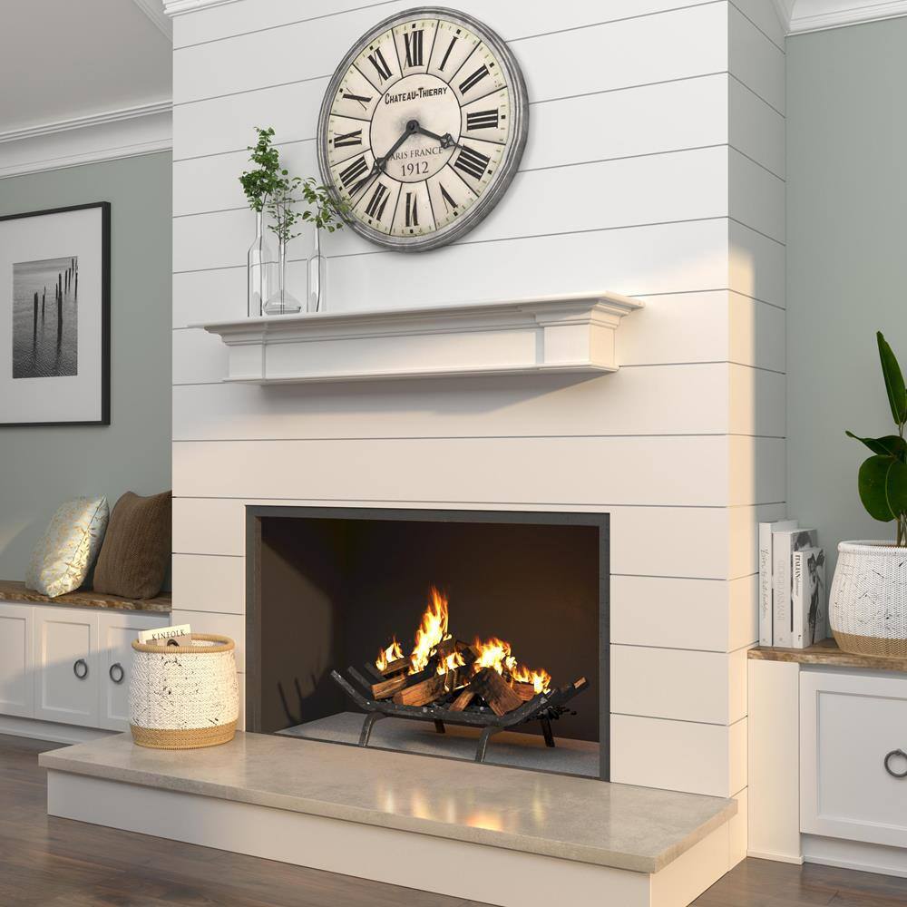 Pearl Mantels 6 ft. Crisp White Finish Cap-Shelf Mantel RPS72614D