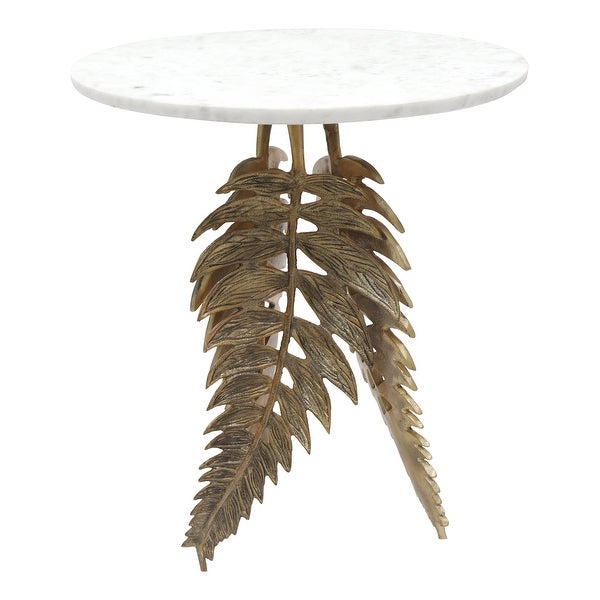 Neruda Marble Side Table White and Gold - White， Gold - 18