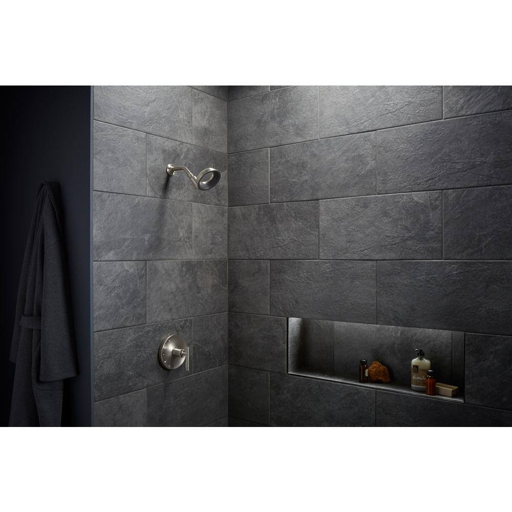 KOHLER Statement VES 1-Spray Patterns with 1.5 GPM 6 in. Wall Mount Fixed Shower Head in Vibrant Brushed Nickel 20999-BN