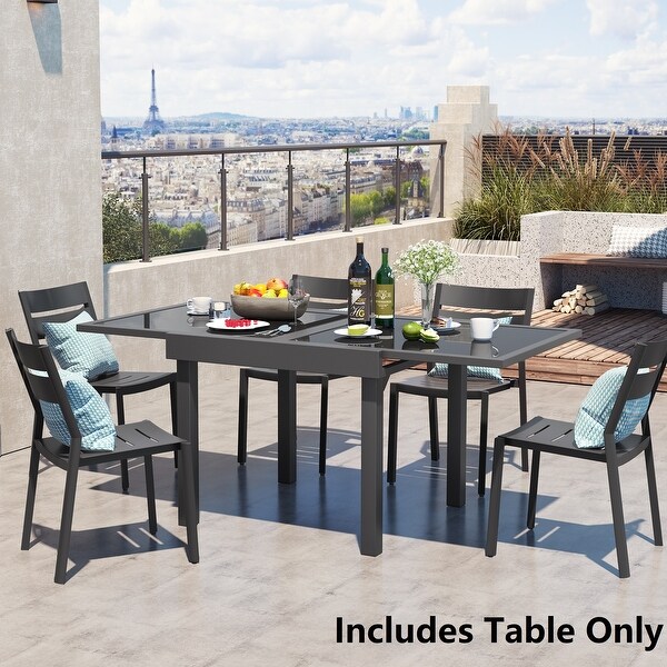 Pellebant Aluminum Rectangular Outdoor Extension Dining Table