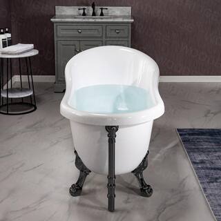 WOODBRIDGE Detroit 59 in. Heavy Duty Acrylic Slipper Clawfoot Bath Tub in White Claw Feet Drain  Overflow in Matte Black HBT7012