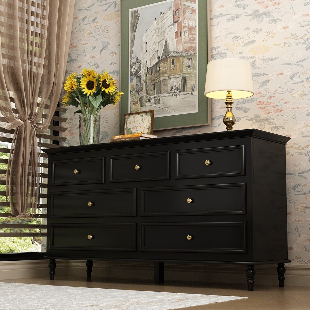 7 Drawer Double Dresser Chest Dresser Sideboard Lacquer For Bedroom