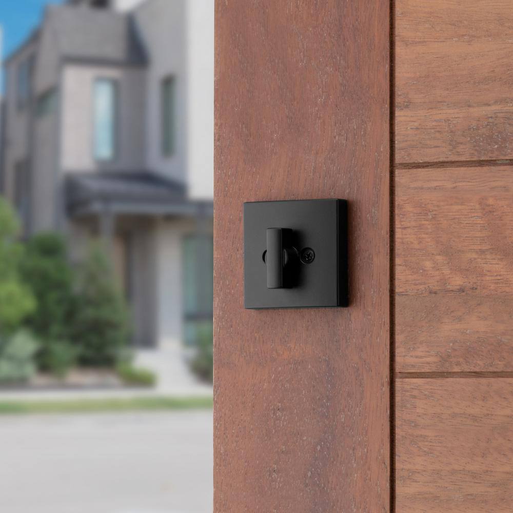 Baldwin Prestige Spyglass Matte Black Square Single Cylinder Deadbolt Featuring SmartKey Security 380SDB514SMTCPR