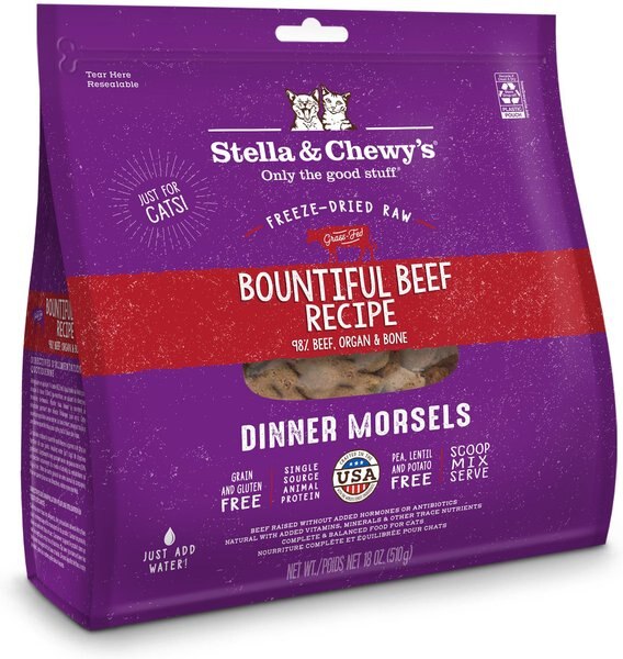 Stella and Chewy's Freeze-Dried Raw Dinner Morsels Grain Free Protein Rich Bountiful Beef Recipe Cat Food