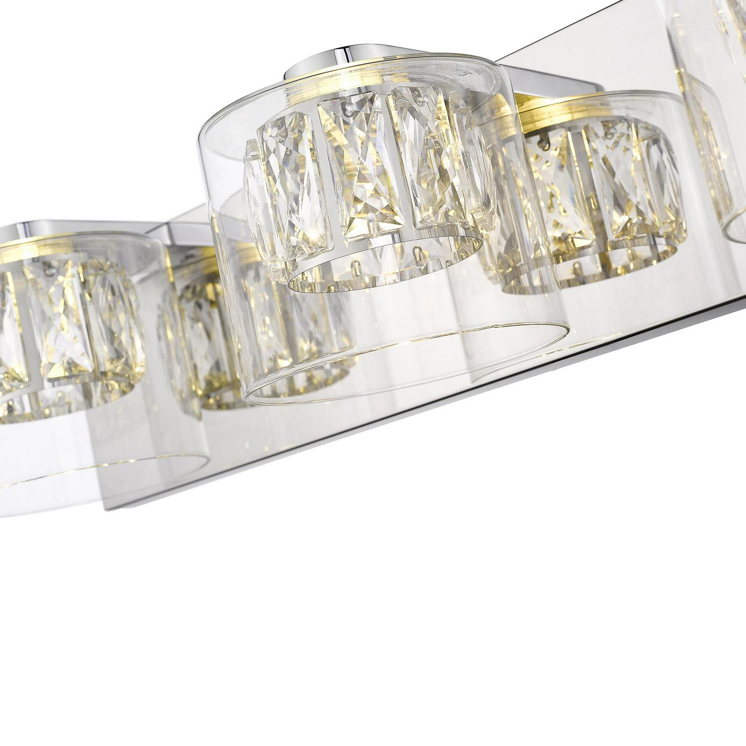 Ove Decors Cider III 8211 3 LED Light Vanity Wall Sconce with Glass Cylinder Shade and Crystal Finish  Crowdfused