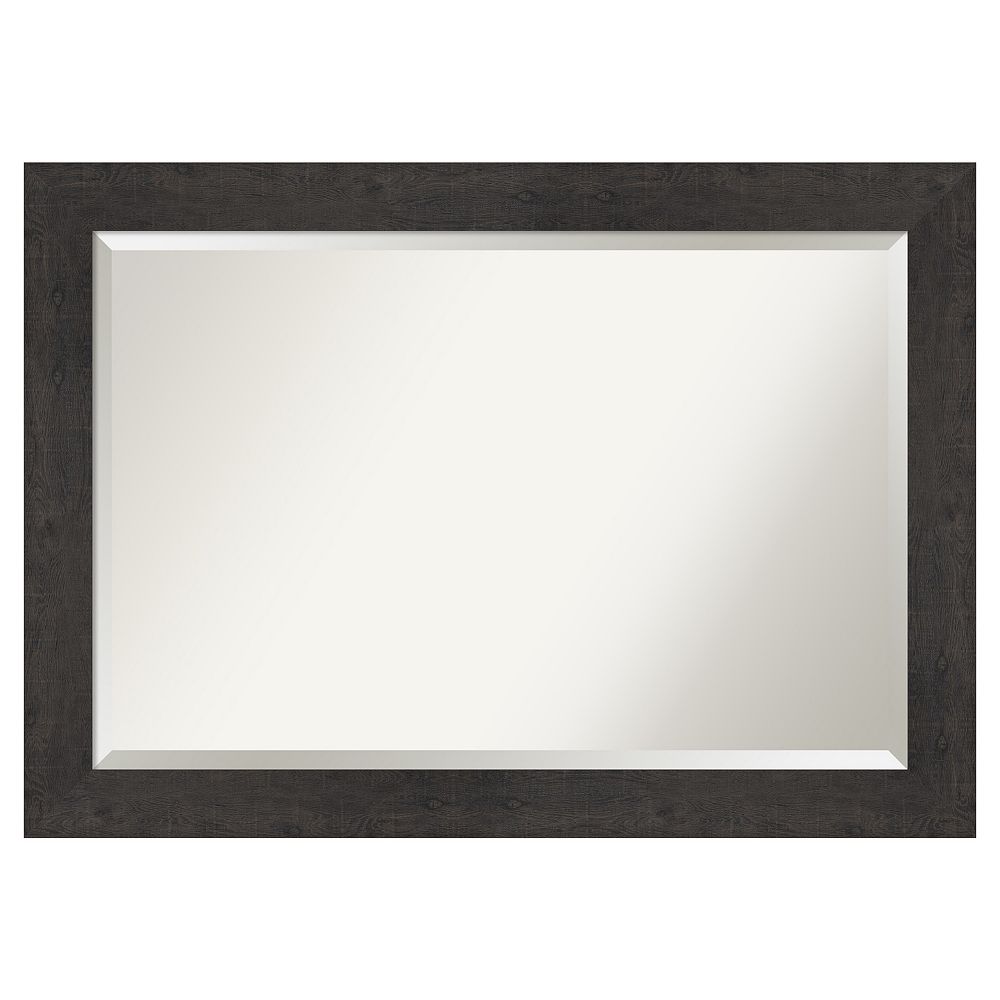 Amanti Art Rustic Plank Espresso Bathroom Vanity Wall Mirror