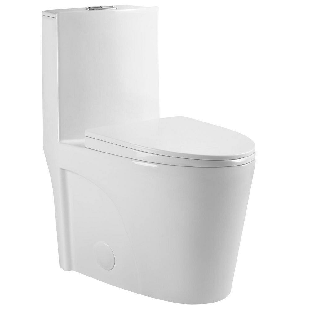 FUNKOL 16 in. Rough-In 1-piece 1.11.6 GPF Dual Flush Elongated Toilet in White Seat Included 21S09lyp01-GW