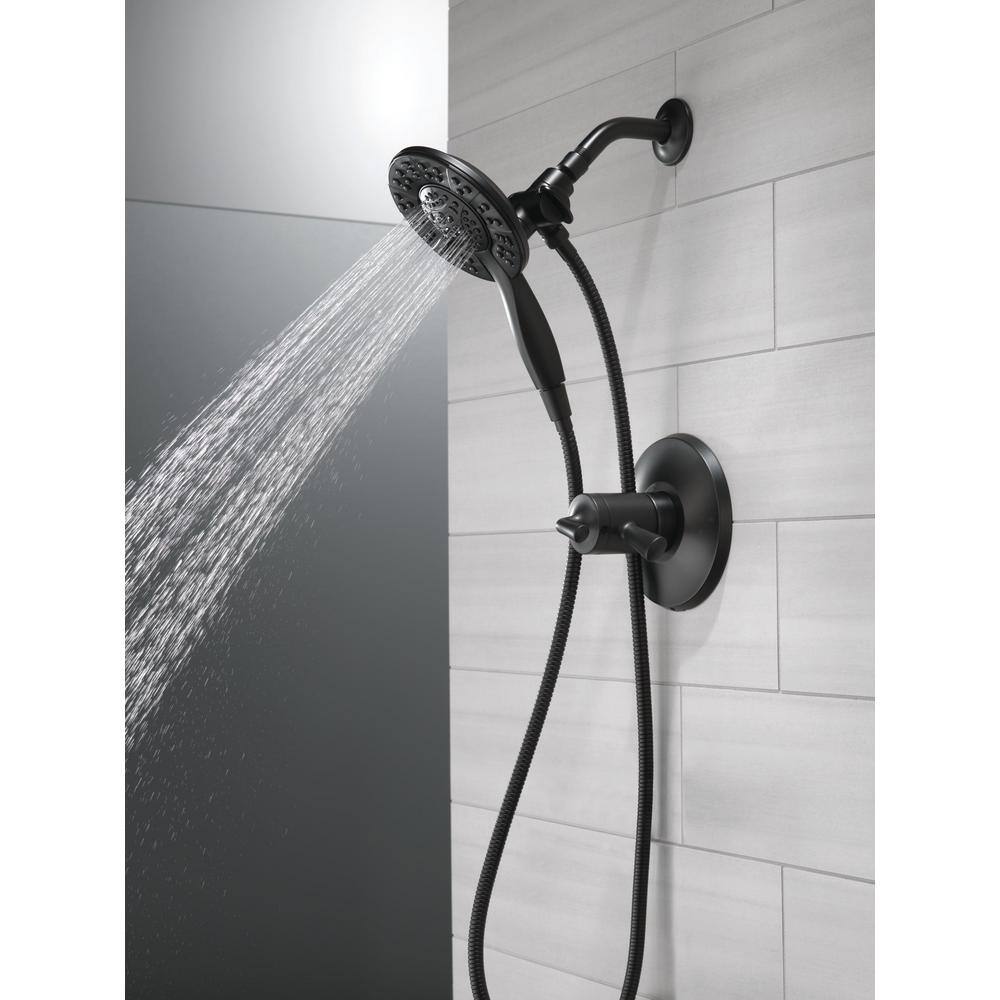 Delta In2ition 4-Spray Patterns 1.75 GPM 6 in. Wall Mount Dual Shower Heads in Matte Black 58499-BL