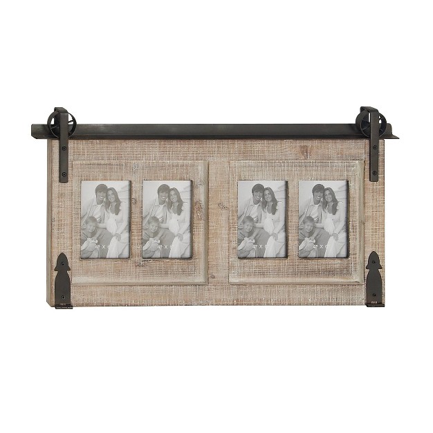 Wood 4 Slot Wall Photo Frame With Metal Accent Brown Olivia amp May