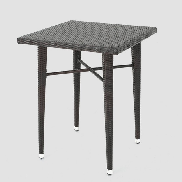 Dominica Square Wicker Bar Table Brown Christopher Knight Home