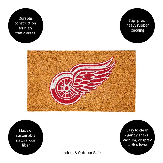 Evergreennhldetroit Red Wings Logo Natural Coir 28 X 16 Inches Indoor Outdoor Doormat