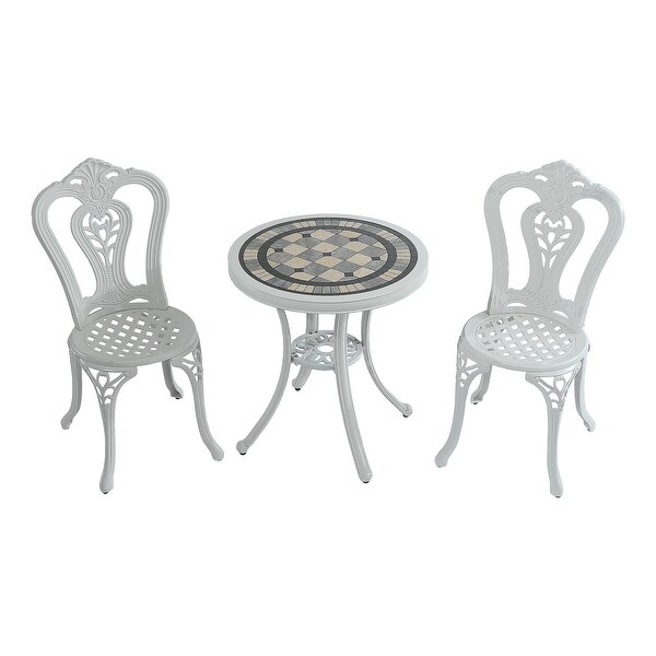 3Piece Cast Aluminum Bistro Table and Chairs Set