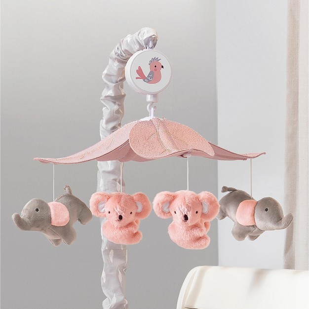 Lambs amp Ivy Calypso Pink gray Koala amp Elephant Musical Baby Crib Mobile