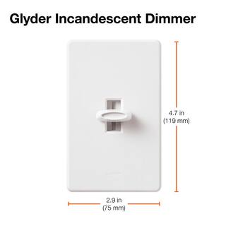 Lutron Glyder Dimmer Switch for Incandescent and Halogen Bulbs 600-WattSingle-Pole White (GL-600H-DK) GL-600H-DK