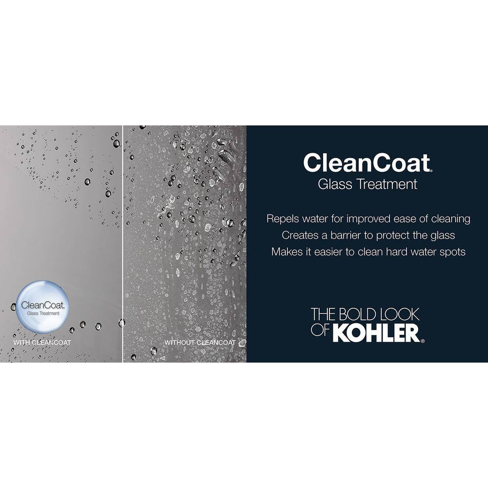 KOHLER Levity 59.625 in. W x 62 in. H Sliding Frameless Tub Door in Matte Black with 516 in. Crystal Clear Glass 706163-L-BL