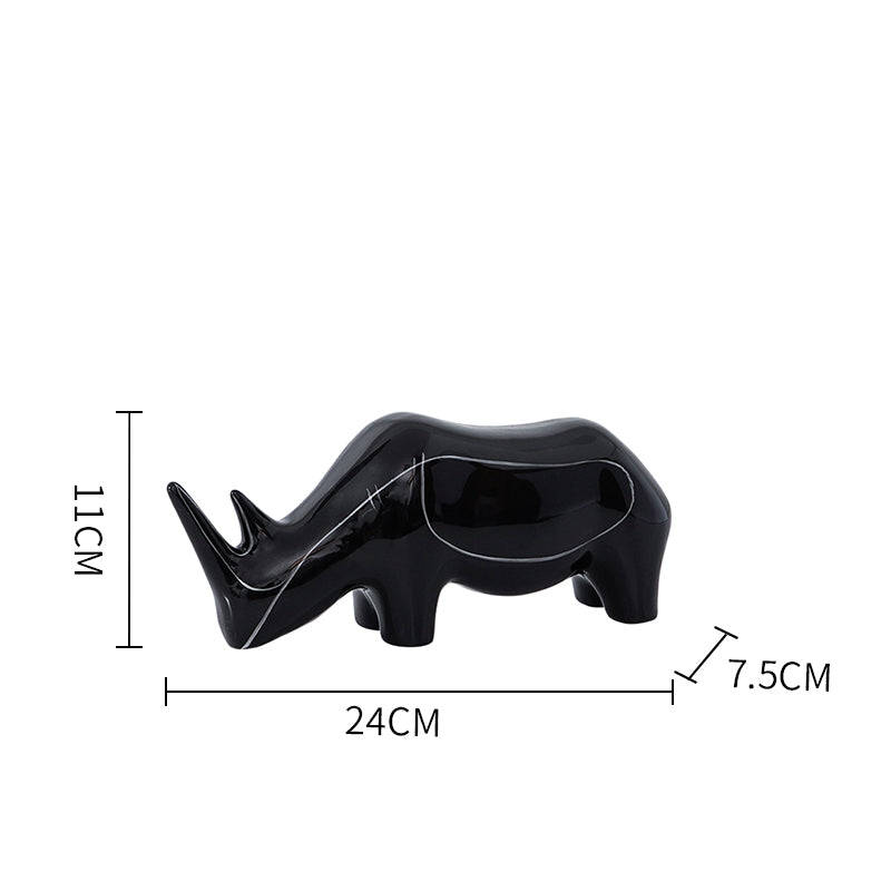 Black Hand Painted Rhino Ornament-A Fa-D21084A