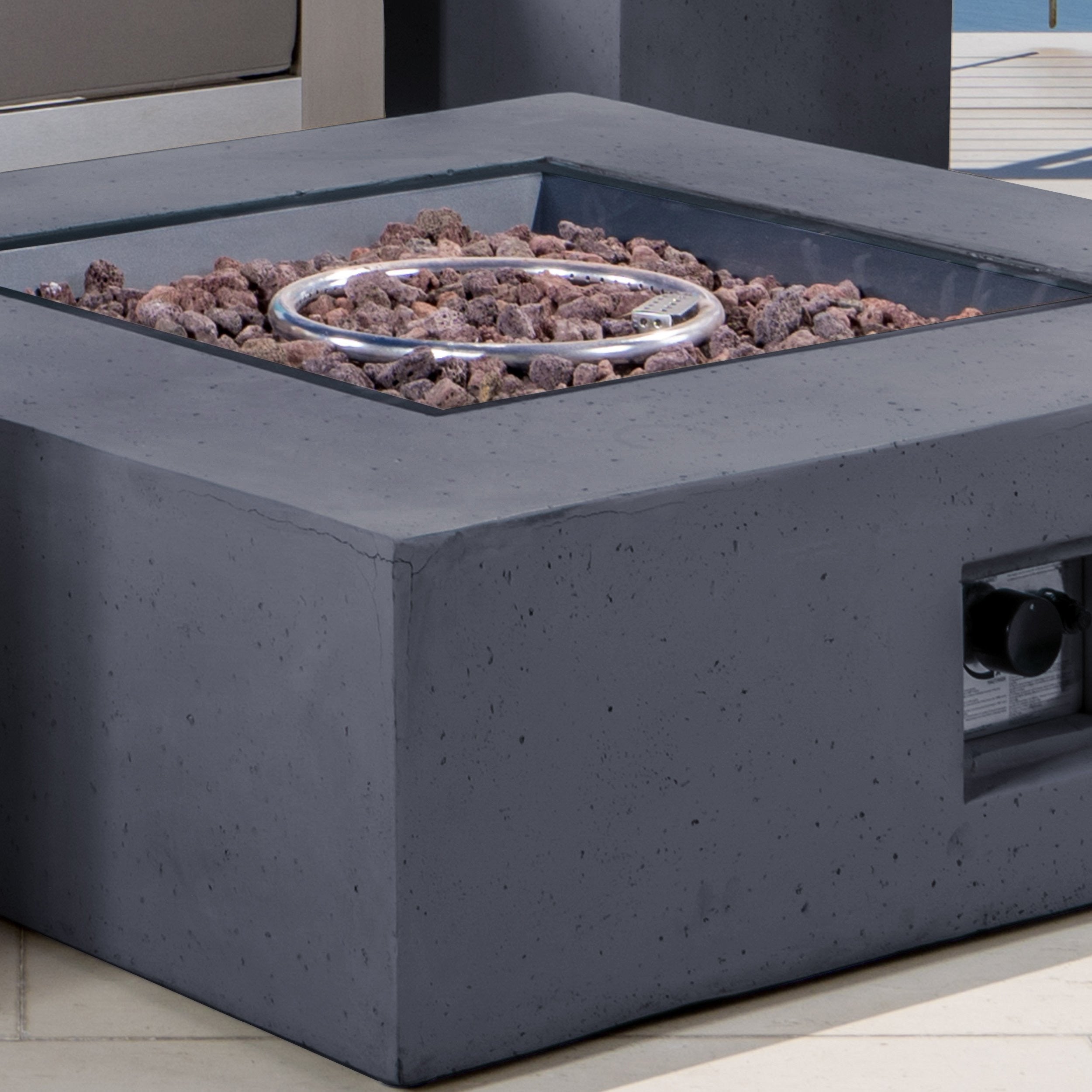 Coral Bay Outdoor Aluminum Khaki Chat Set w/ Fire Table