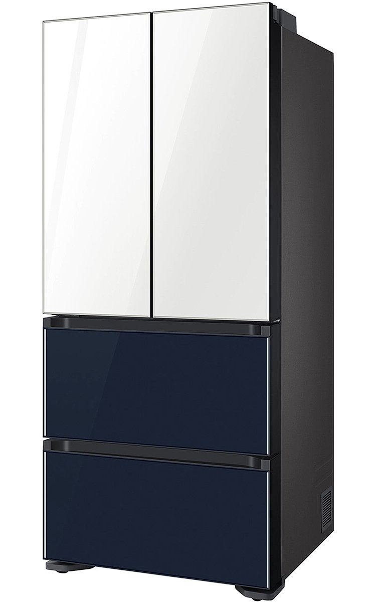  17.3 Cu. Ft. White-Navy Glass Smart Kimchi and Specialty 4-Door French Door Refrigerator