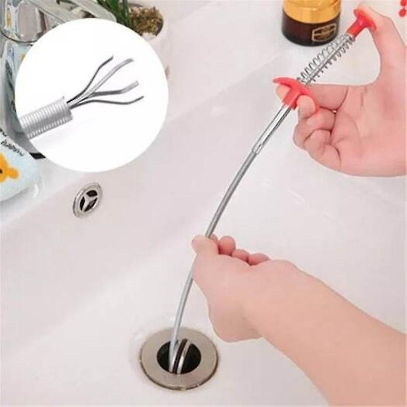 Bendable Pipe Cleaner Sewer Tub Hair Removal Toilet Kitchen Cleaning Tools Silver