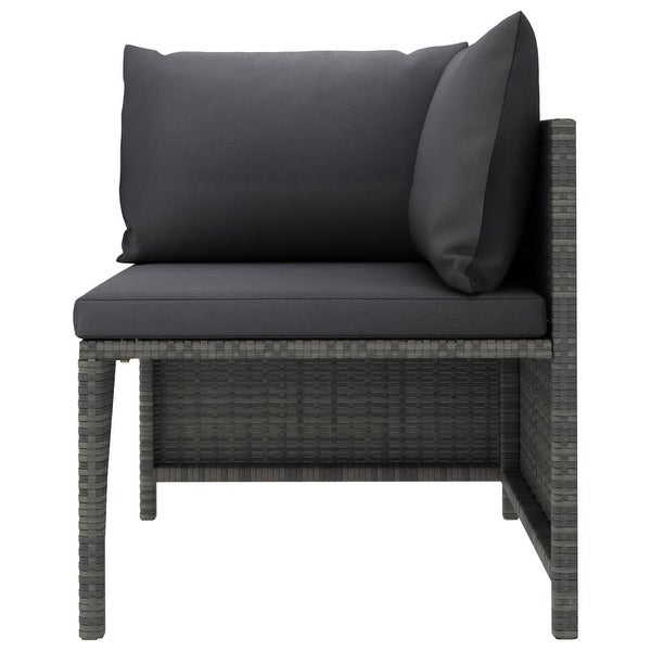 3 Piece Patio Lounge Set with Cushions Poly Rattan Gray