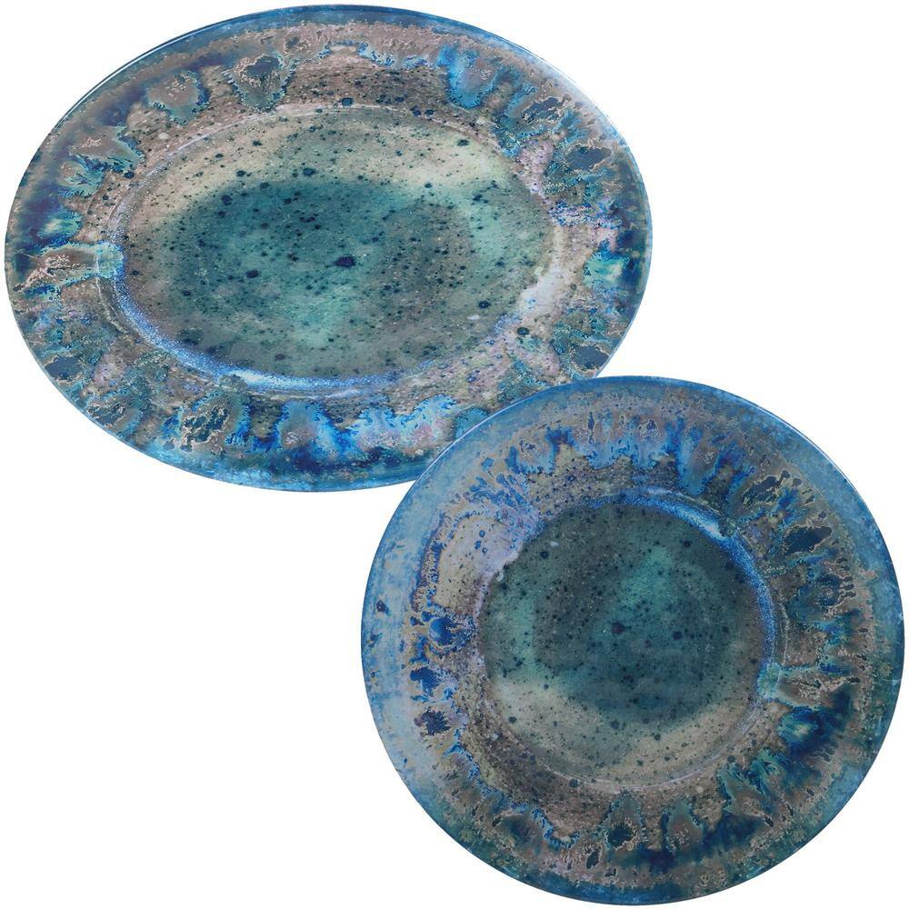 Certified International Radiance 2-Piece Melanine Platter Set RADTEAL2PC