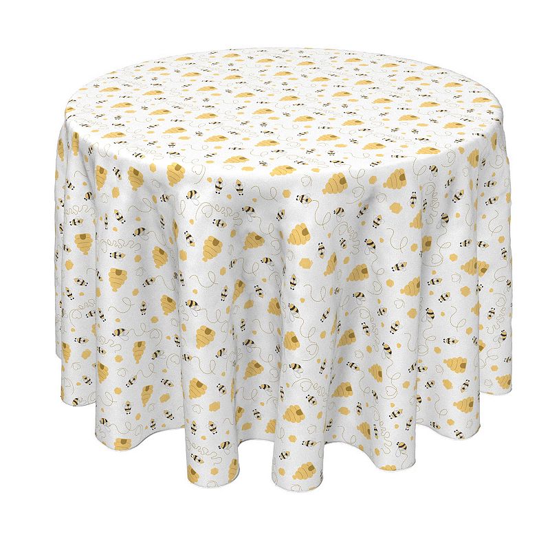 Round Tablecloth， 100% Polyester， 90 Round， Bees and Bee hives