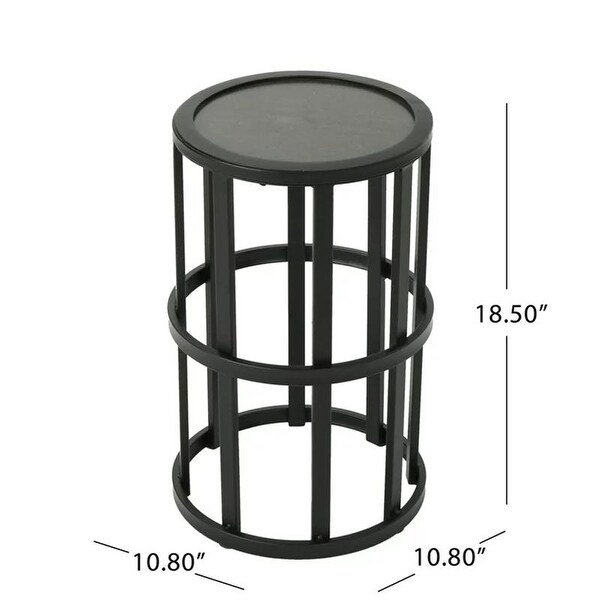 Outdoor 11Inch Ceramic Tile Side Table，Black