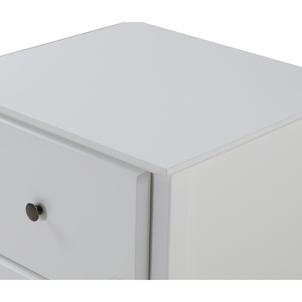 Shaker Style 2 Drawer Night Stand   White Finish