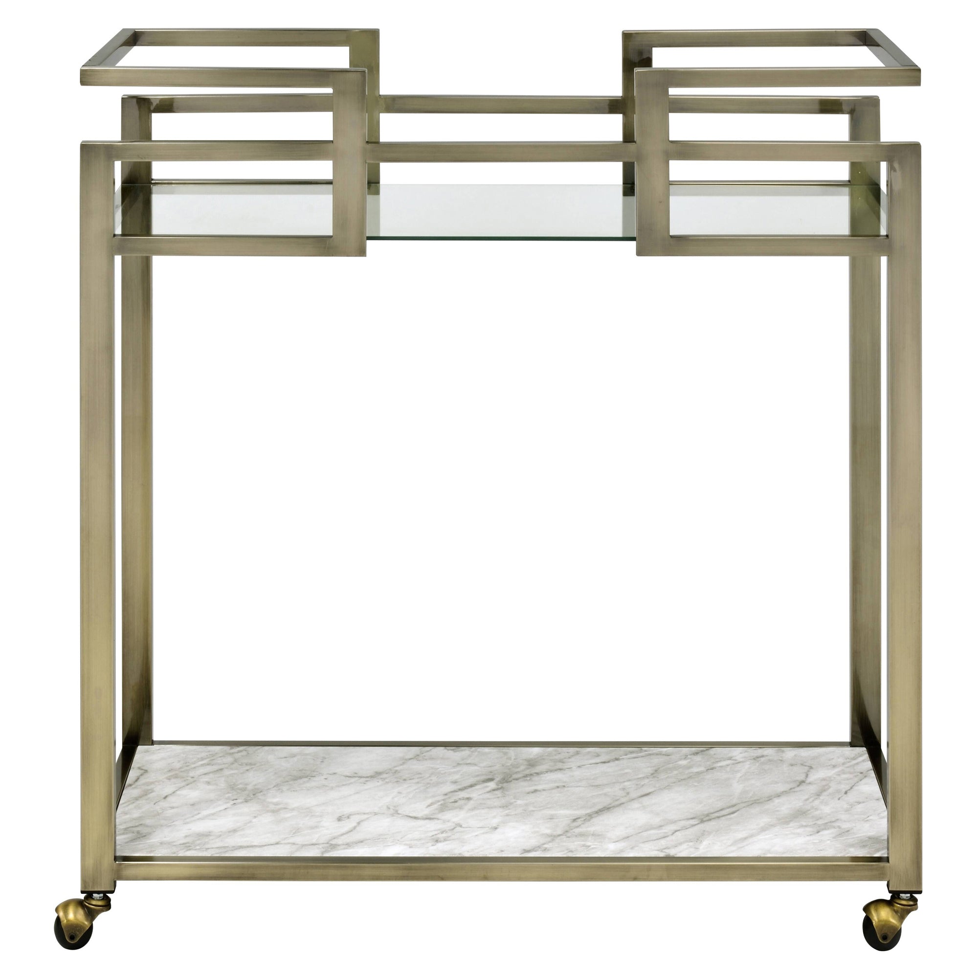 ACME Neilo Kitchen Cart in Clear and Wire Brass