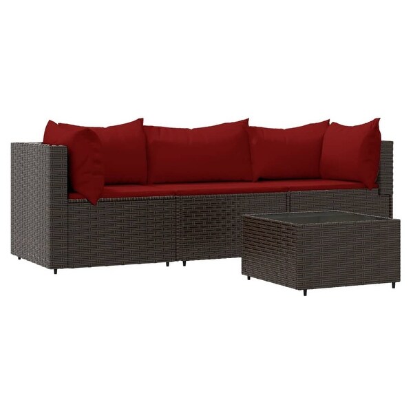 vidaXL Patio Lounge Set with Cushions Brown/Black/Gray Poly Rattan