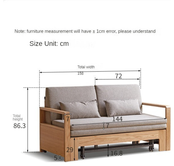 North American Oak Solid Wood Sofa Bed Modern MultiFunctional   Transitional   Sleeper Sofas   by GVAwood  Houzz