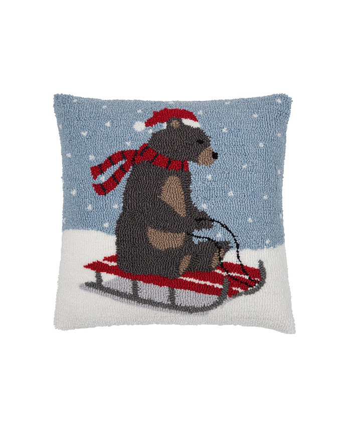 CandF Home Sledding Bear Hooked Pillow