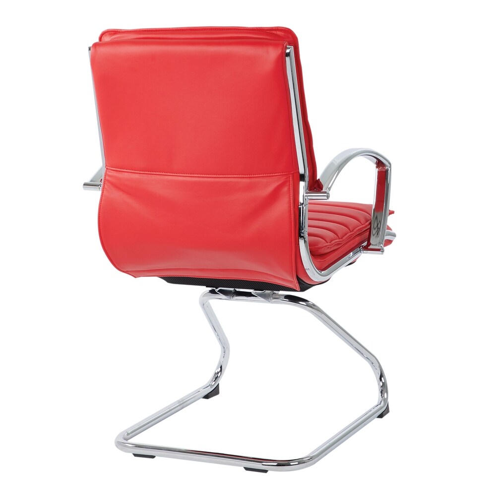 Guest Professional Faux Leather Chair with Chrome Sled Base and Removable Sleeves